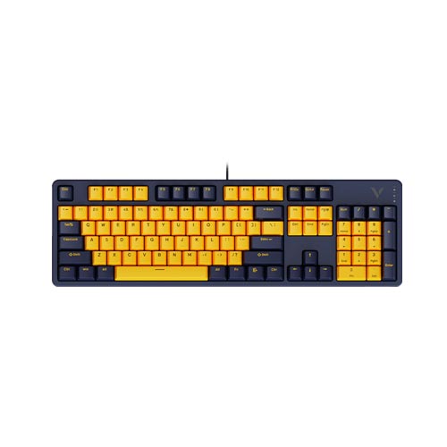 صفحه کلید گیمینگ باسیم رپو مدل V500PRO (2024) Yellow/Blue • سوئیچ نقره‌ای