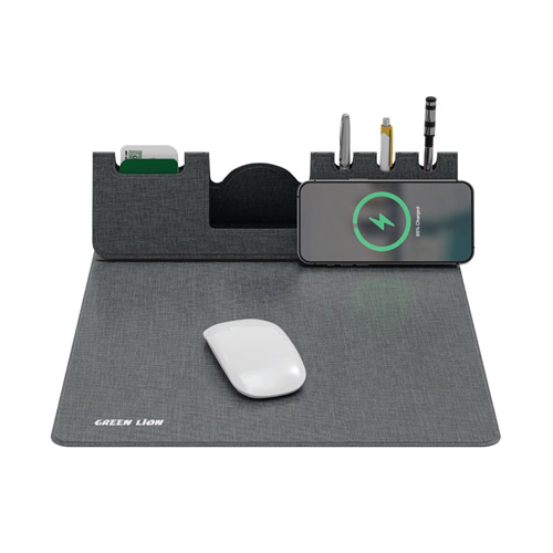 موس پد و شارژر وایرلس گرین لاین مدل GNMSPADWIRGY