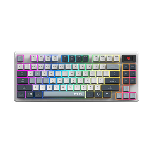 صفحه کلید بی‌سیم MSI مدل FORGE GK600 TKL WIRELESS SKY • سوئیچ سفید